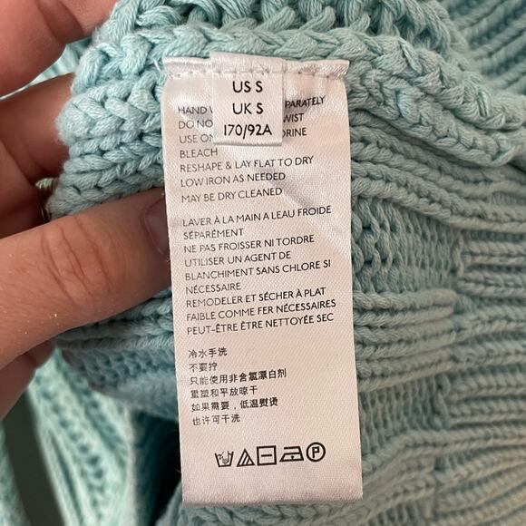 Free People Sweetheart Mock Neck Chunky Sweater in Ocean Pearl Blue Size S - Picture 5 of 7